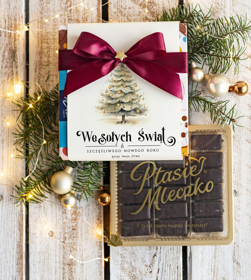  CZEKOLADA/ pralinki/ bomboniery czekoladki ptasie mleczko bombonierka na prezent świąteczny z logo,  Drobne prezenty dla firm świąteczne czekoladki z życzeniami, Bombonierka świąteczna z życzeniami, drobne upominki na święta dla pracowników, świąteczne gadżety  kontrahentów