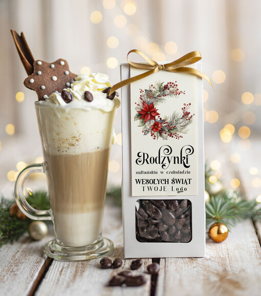  CHRUPKIE DODATKI rodzynki w czekoladzie drobne prezenty biznesowe dla firm, drobne słodycze upominki na święta dla pracowników, prezent bożonarodzeniowy dla pracowników i kontrahentów, drobne prezenty firmowe