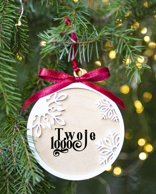  Bombki ZAWIESZKI na choinkę Prezent Biznesowy Na Święta Bombka Śnieżynka  z Logo Zawieszka Choinka z logo dla firm idealny upominek B2B