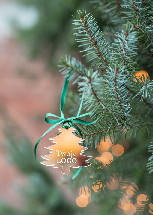  Bombki ZAWIESZKI na choinkę Prezent Biznesowy Na Święta z Logo Złota Bombka z logo na choinkę Złote Lustro Zawieszka z Logo Firmy  
