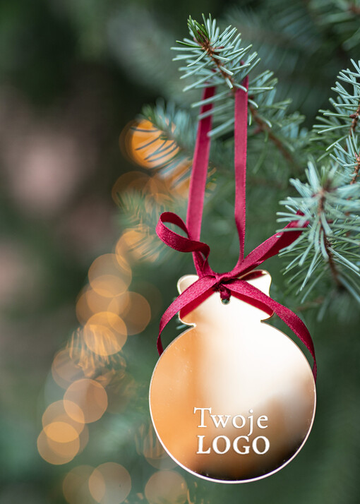  Bombki ZAWIESZKI na choinkę Prezent Biznesowy Na Święta z Logo Złota Bombka z logo na choinkę Złote Lustro Zawieszka z Logo Firmy  