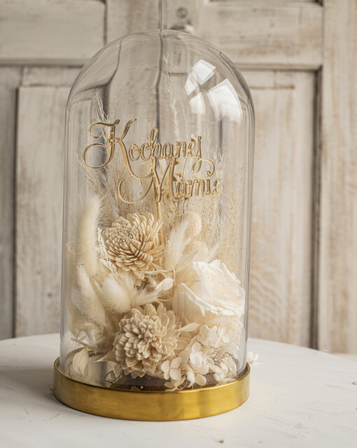  kwiaty flowerboxy flowerbox, pomysł na prezent prezent dla mamy kwiaty w kopule kompozycja z kwiatów suszonych wieczne roze, prezent na dzień mamy