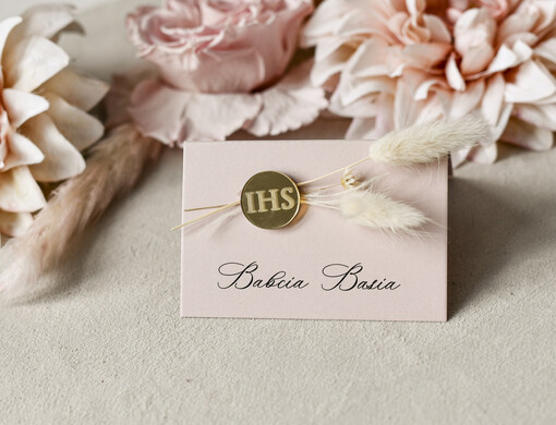  winietki  naturalne winietki na komunię, winietka dekoracja stołu na komunii, komunijne winietki szałwiowe