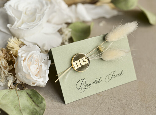  winietki  naturalne winietki na komunię, winietka dekoracja stołu na komunii, komunijne winietki szałwiowe