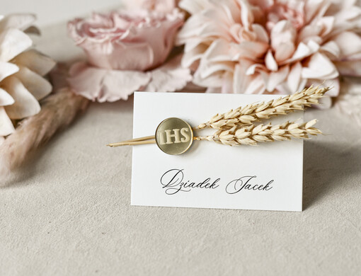  winietki  naturalne winietki na komunię, winietka dekoracja stołu na komunii, komunijne winietki z kłosem