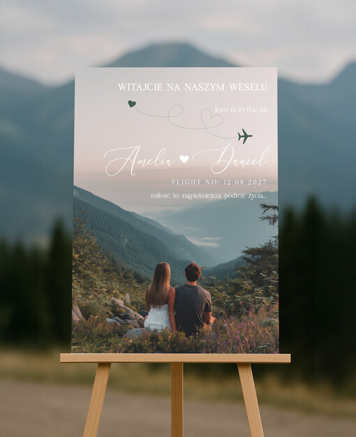  ze zdjęciem Pary Młodej Witamy gości weselnych napis powitanie gości na weselu, tablica powitalna dla gości weselnych, personalizowana tablica powitanie gości na weselu