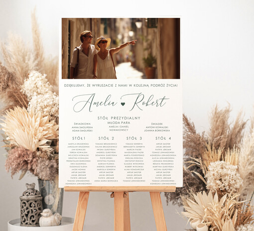  ze zdjęciem Pary Młodej plan stołów weselnych usadzenie gości na weselu, tablica informacyjna dla gości weselnych, plan stołów na weselu ze zdjęciem Pary Młodej, plan usadzenia gości weselnych