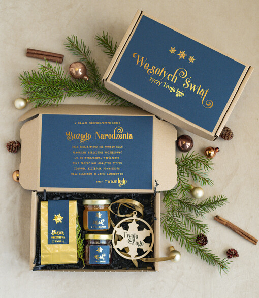  mini zestawy  upominki świąteczne dla klientów z logo firmy Mini boxy prezentowe biznesowe Upominki 