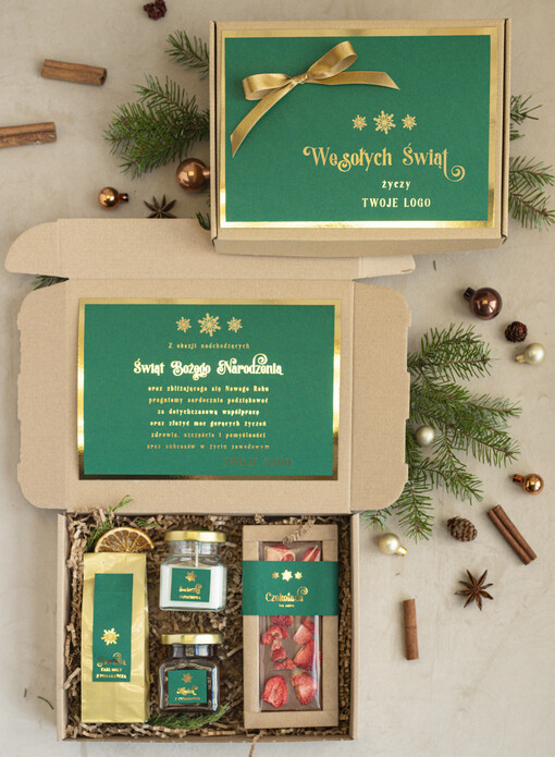  mini zestawy  upominki świąteczne dla klientów z logo firmy Mini boxy prezentowe biznesowe Upominki 