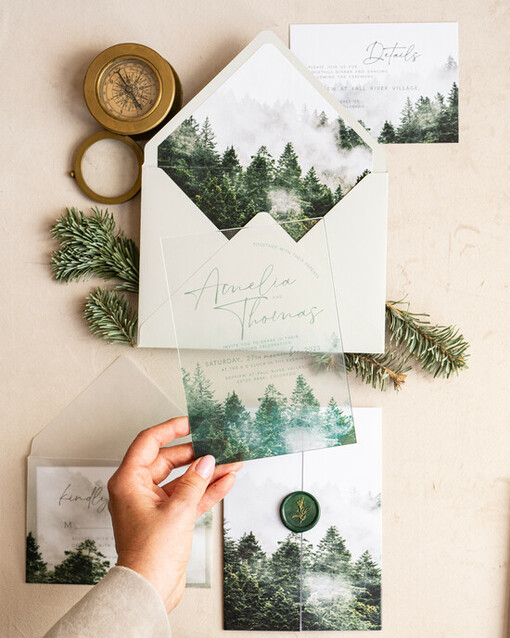 Zaproszenia ślubne dodatki  koperta z wklejką do zaproszeń ślubnych 