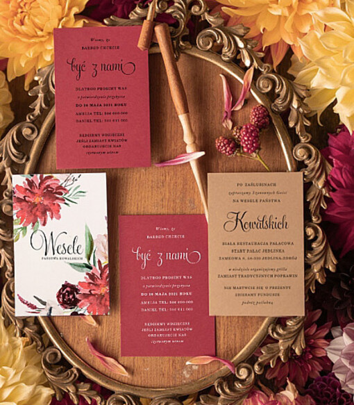 Zaproszenia ślubne dodatki  dodatkowy bilecik dopasowany do zaproszenia 