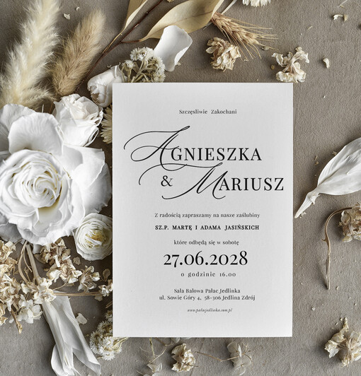 Zaproszenia ślubne tanie Nowoczesne Zaproszenia Ślubne Czarno Białe, Monochromatyczne Zaproszenia na Ślub 