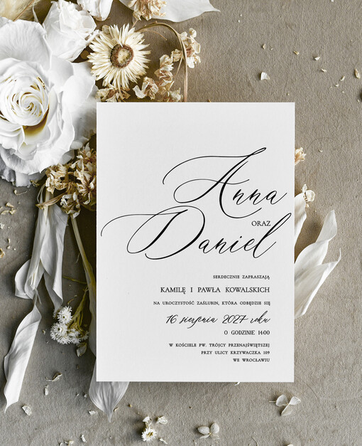 Zaproszenia ślubne tanie Tanie  Zaproszenie Ślubne jednokartkowe , Monochromatyczne Zaproszenia na Ślub, Eleganckie 