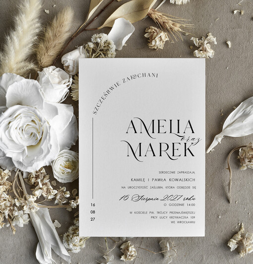 Zaproszenia ślubne tanie Nowoczesne Zaproszenia Ślubne Czarno Białe, Monochromatyczne Zaproszenia na Ślub 