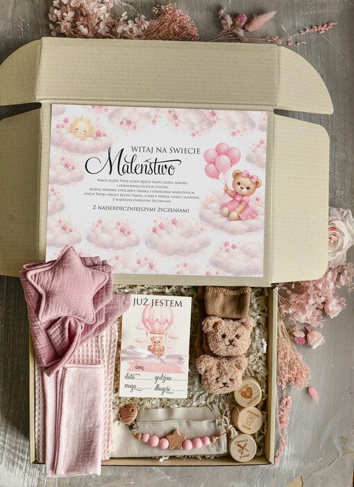 prezent dla Malucha - Wyprawka duze boxy preznetowe dla noworodka  Prezent dla Noworodka Witaj Świecie - Wyprawka Niemowlę Baby Shower gryzak pieluszka Skarpetki Misie