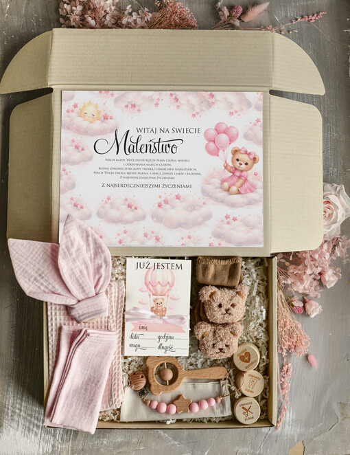 prezent dla Malucha - Wyprawka duze boxy preznetowe dla noworodka  Prezent dla Noworodka Witaj Świecie - Wyprawka Niemowlę Baby Shower gryzak pieluszka Skarpetki Misie
