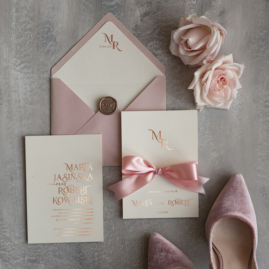 Zaproszenia ślubne Złote Glamour Rose Gold Minimalistyczne zaproszenia ślubne, złocone zaproszenie ślubne Proste zaproszenie na ślub  01/rosegoldWS/z
