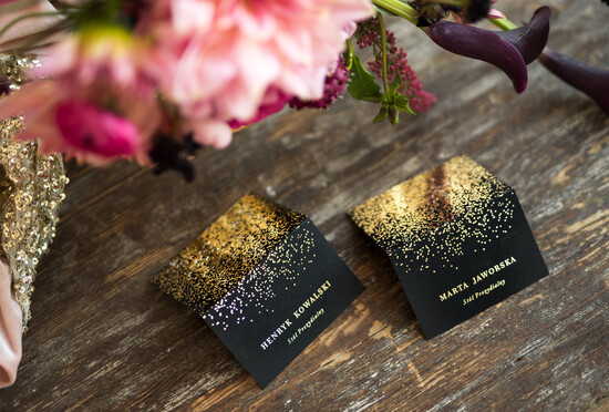 Winietki glamour ślubne winietki na stół weselny, złote lub srebrne 08/Glz3/w