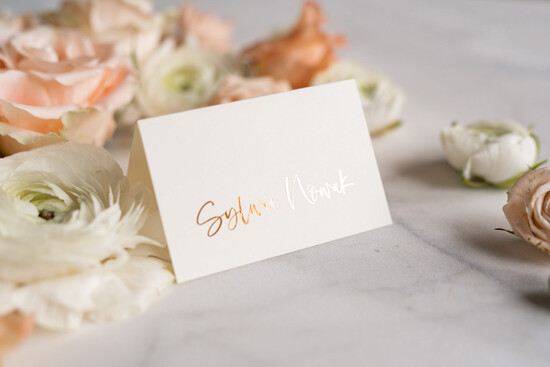 Winietki glamour wizytówki ślubne winietki weselne złote lub srebrne  napisy 2/gold/w