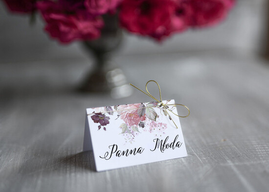 Winietki glamour ślubne wizytówki winietki na stół weselny  winietki na ślub 01/pcklam/w