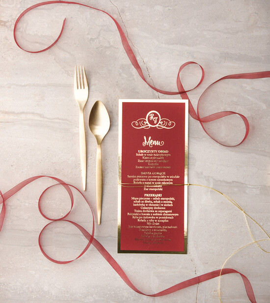 Menu glamour ślubne menu karta potraw weselnych, złote lub srebrne napisy wasza treść 005/GLz/m