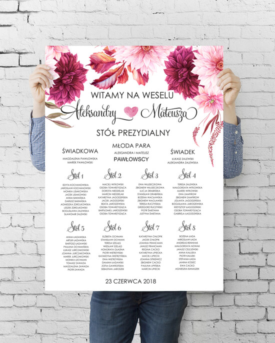 Plany stołów plan stołu plakat  tablica z rozmieszczeniem gości plan stołów weselnych 001/akwECO/PLE