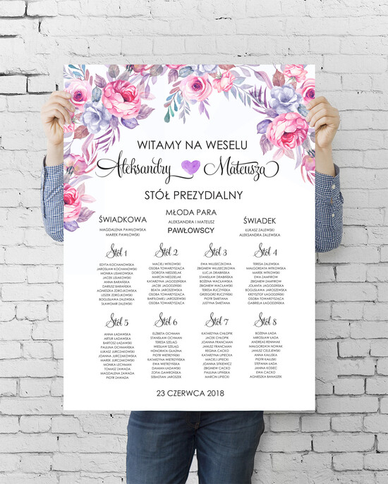 Plany stołów plan stołu plakat  plansza weselna plan stołów weselnych 01/botKAL/PLE