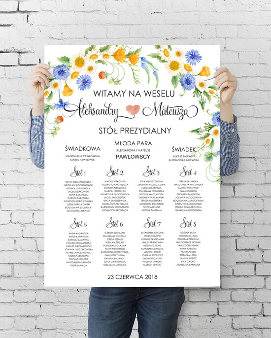Plany stołów plan stołu plakat  planer ślubny plan usadzenia gości na weselu 02/akwECO/PLE