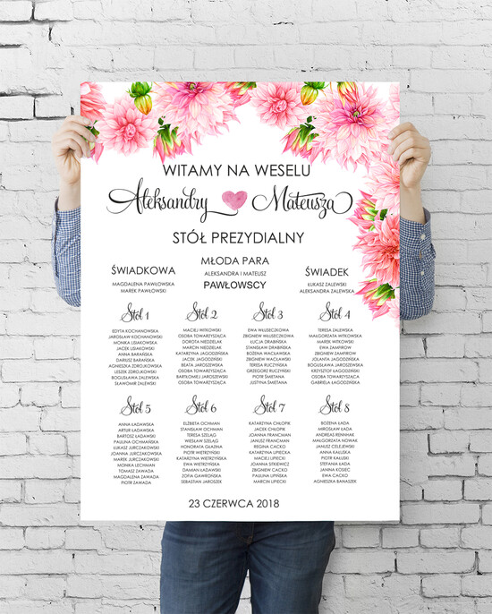 Plany stołów plan stołu plakat  tablica z planem stołów na wesele plan stołów weselnych 02/rstECO/PLE