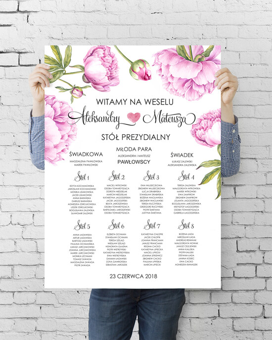 Plany stołów plan stołu plakat  powitanie i usadzenie gości plan stołów weselnych 26/kolb/PLE