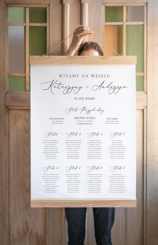 Plany stołów plan stołu plakat  powitanie i usadzenie gości plan stołów weselnych 01/kaligrafia/PLd