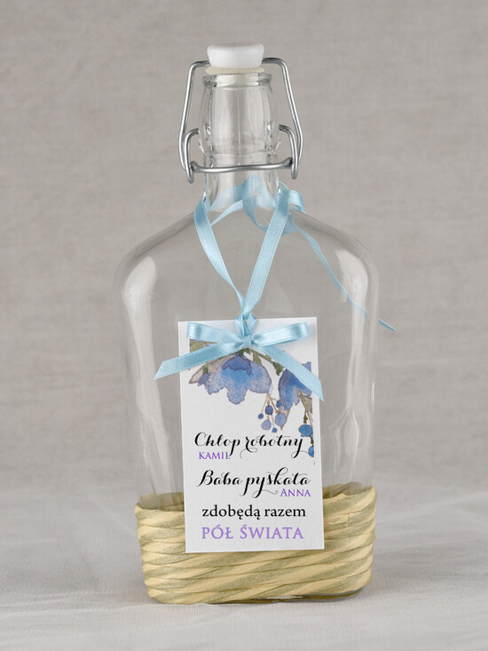 Zawieszki na butelki rustykalne etykieta na wódkę weselną, ekologiczne i rustykalne 31/rstPOz/zw