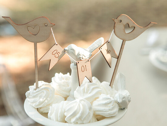 Figurki na tort / cake topper statuetki drewniane ozdoby na tort ślubny    01b/rstBIRDS/ST