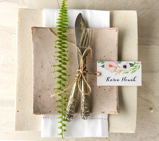 Winietki Boho/etno/pióra ozdobne winietki na ślub wizytówki dla gości weselnych 15/bhSZ/wP