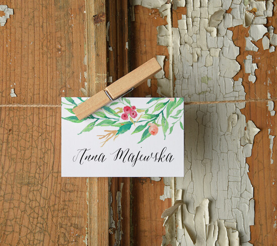 Winietki Boho/etno/pióra ślubne winietki wizytówki dla gości weselnych 16/bhSZ/wKL