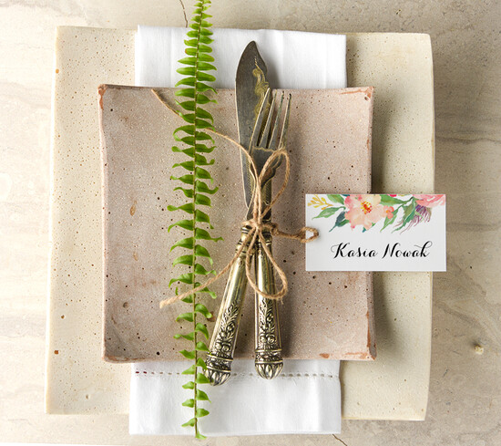 Winietki Boho/etno/pióra usadzenie gości na weselu winietki 22/bhSZ/wP