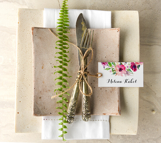 Winietki Boho/etno/pióra ręcznie robione winietki ślubne wizytówki dla gości weselnych 26/bhSZ/wP