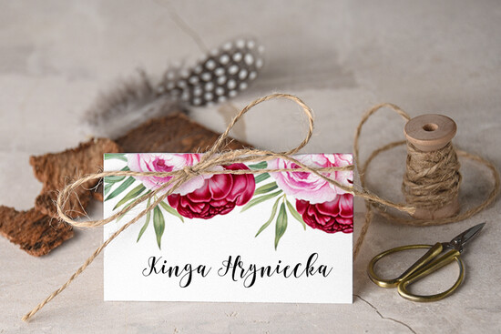 Winietki Boho/etno/pióra eleganckie winietki na stół weselny wizytówki ślubne 81/cc/w