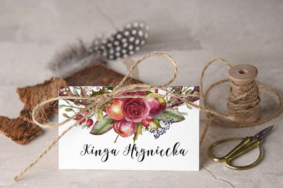 Winietki Boho/etno/pióra ozdobne winietki na ślub wizytówki dla gości weselnych 84/cc/w