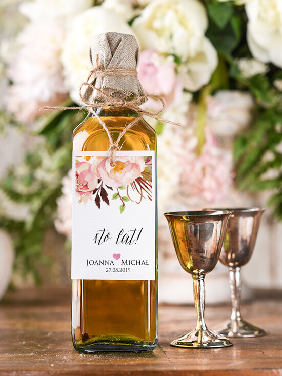 Zawieszki na butelki boho/etno/pióra etykieta na wódkę weselną, boho smieszne teksty 04/BHsz1/zw