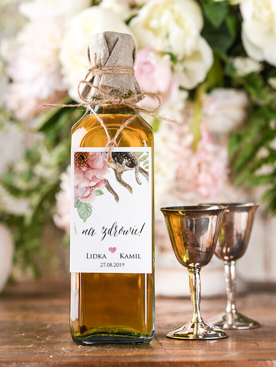 Zawieszki na butelki boho/etno/pióra zawieszki ślubne na butelki, boho dowolna tresc 08/BHszK/zw