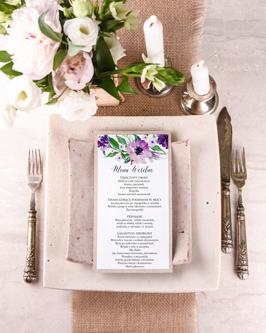 Menu boho menu weselne karta dań weselnych, w stylu boho wasza treść 04/BHszF/m