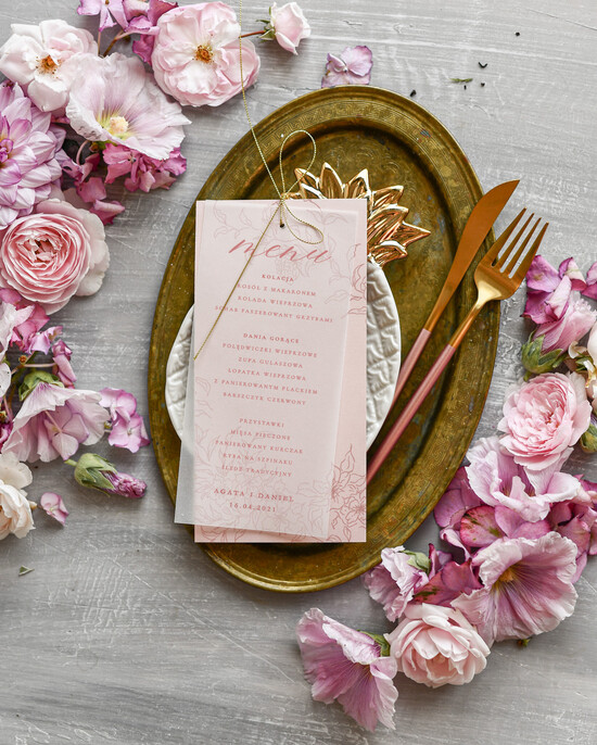 Menu boho menu weselne na stół karta dań weselnych, boho na romantyczne wesele 2/kalkaF/m