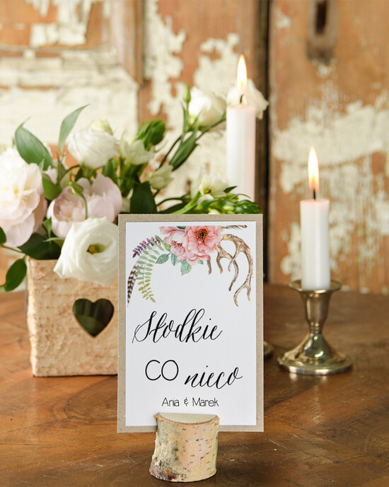 Numery na stół Boho/Etno/Pióra numery na stół gości weselnych, pióra kwiaty boho stylowe 01/BHsz3/nr