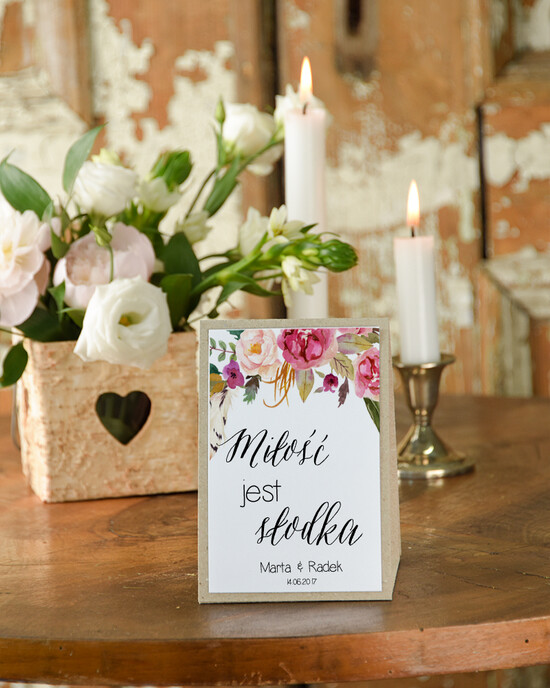 Numery na stół Boho/Etno/Pióra numerek na stół weselny, w stylu boho kwiatowe wzory 01/BHszK/nrS