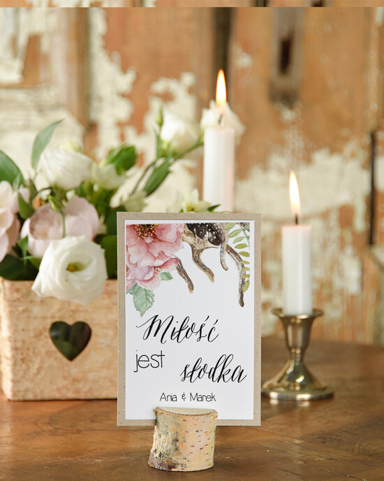 Numery na stół Boho/Etno/Pióra numerki na stoliki ślubne, boho styl usadzenie gości 08/BHszK/nr