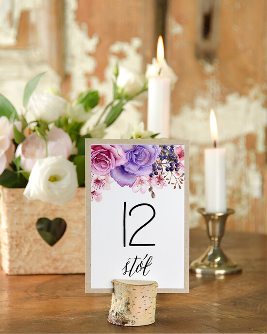 Numery na stół Boho/Etno/Pióra numery na stół gości weselnych, w stylu boho kwiatowe wzory 10/BHszK2/nr