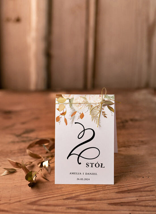 Numery na stół Glamour numery na stół gości weselnych, zlocone klasyczna elegancja 6/GEOKAP/nrS