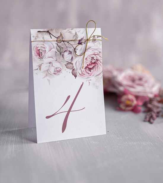 Numery na stół Glamour numerki na stoliki ślubne, styl glamour zlocone i błyszczące 01/kalkaL/nrS