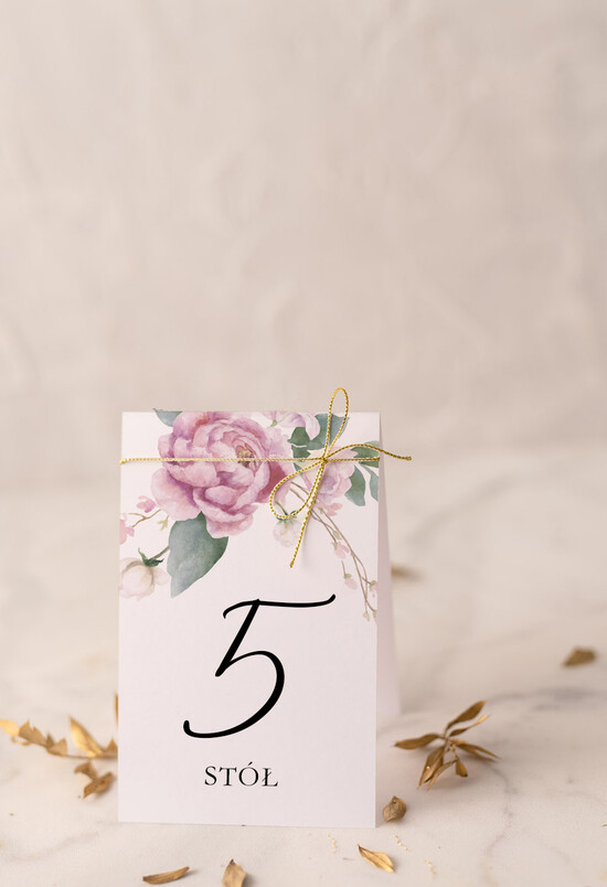 Numery na stół Glamour usadzenie gości numery na stół weselny, zlocone klasyczna elegancja 09/CBL/nrS